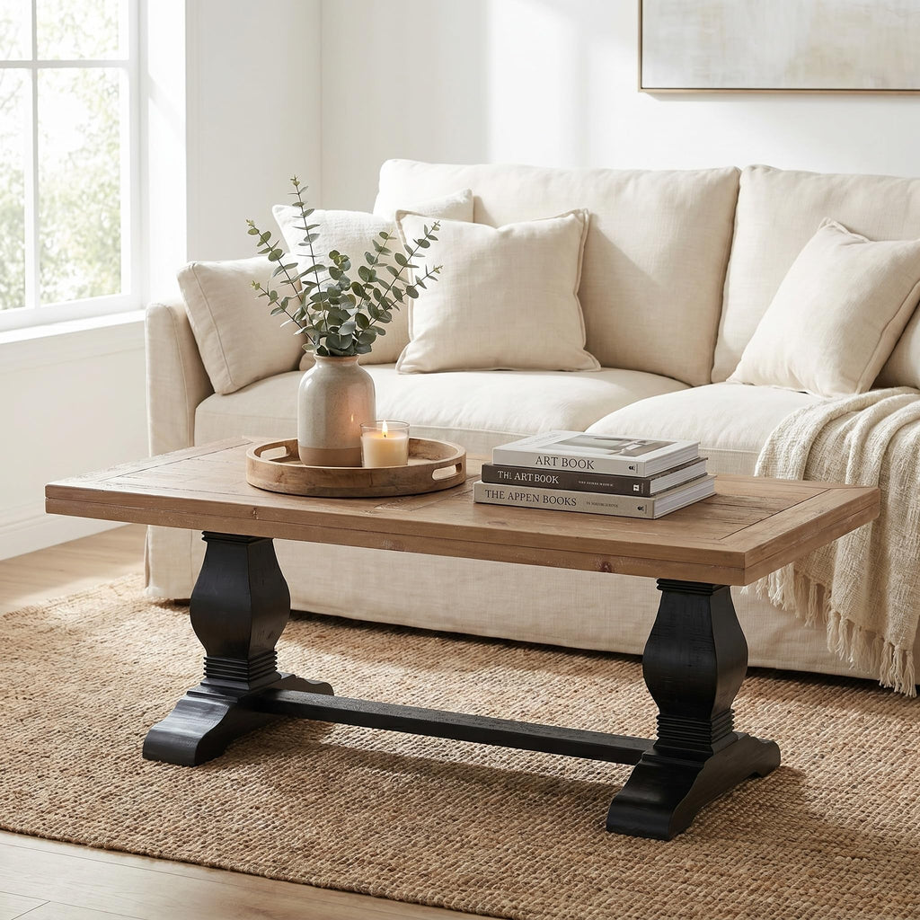 Solid Wood Coffee Table, Black and Driftwood S784