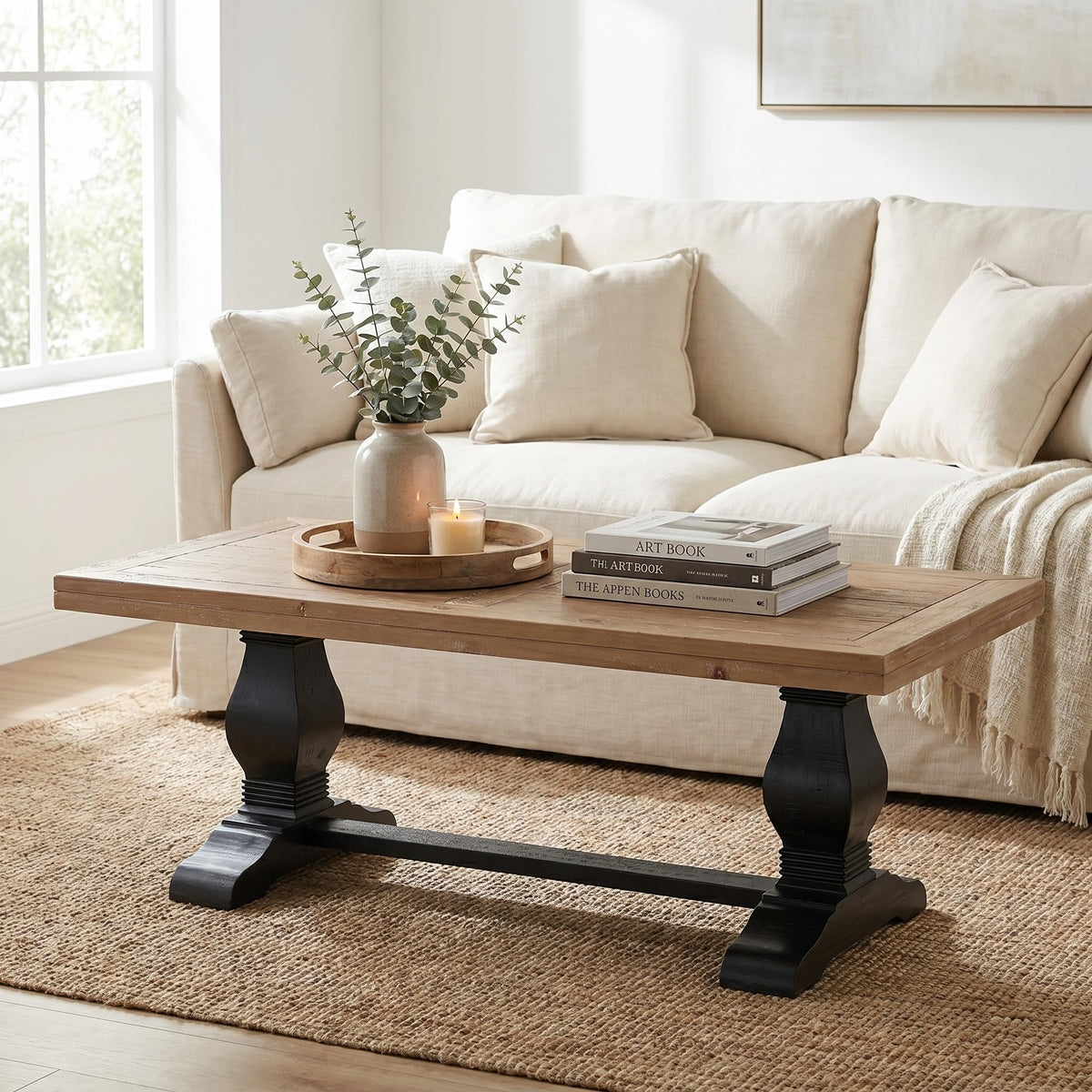 Solid Wood Coffee Table, Black and Driftwood S784