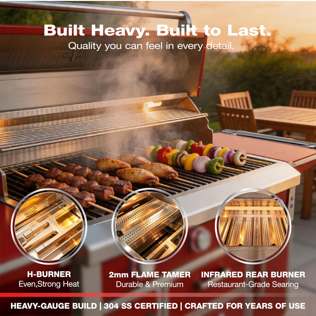 49" 5-Burner Red Propane Gas BBQ Grill Z958