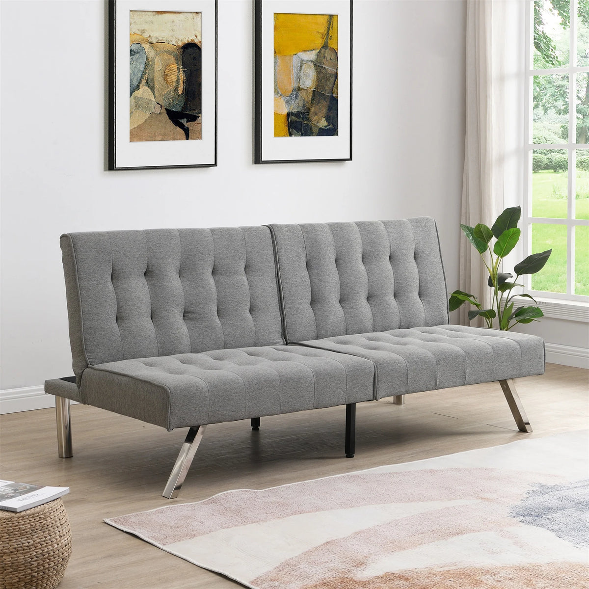 Black Wood Frame Futon Sofa Bed M466004