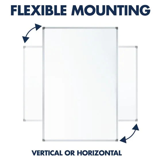 Porcelain Magnetic Whiteboard 8 x 4 Silver Aluminum B344406