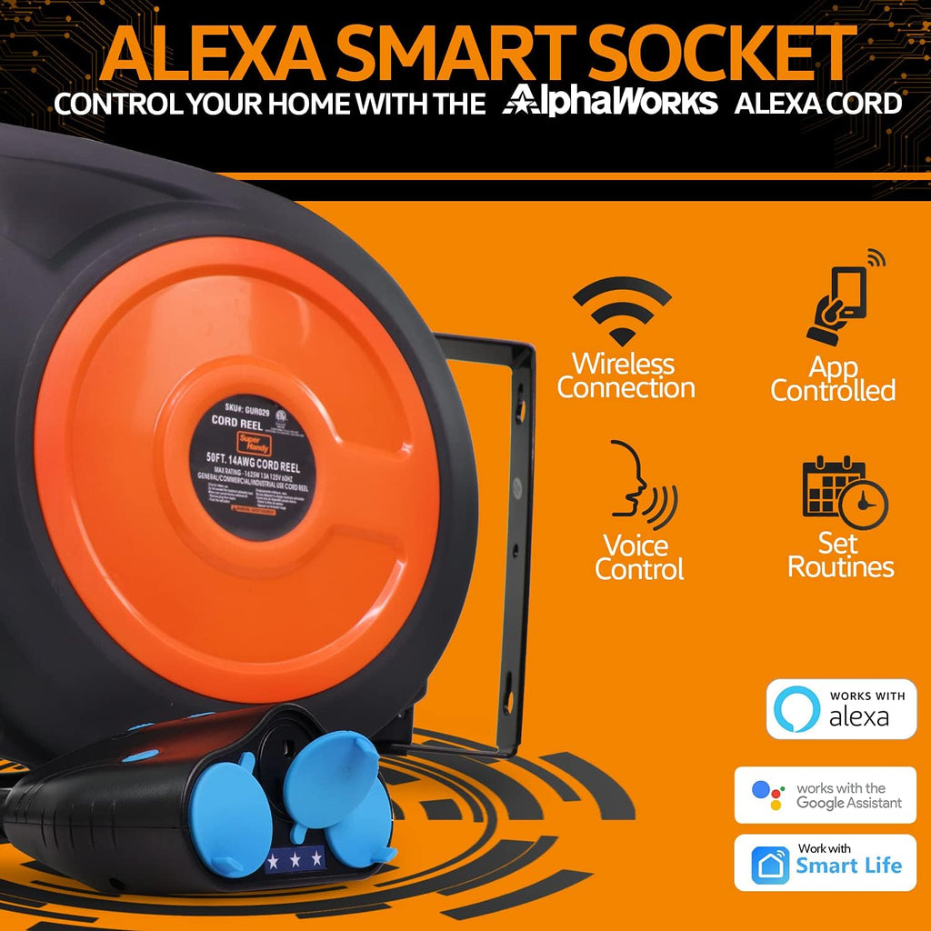 Retractable Cord Reel with 3 Outlet, IP64 Waterproof T735581