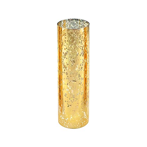 2 PCS Mercury Gold Glass Hurricane Candleholder J957755