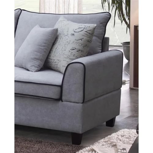 Light Gray Fabric Sectional Sofa with Storage Ottoman D264