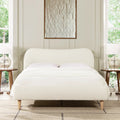 Queen Ivory White Boucle Upholstered Platform Bed U43797