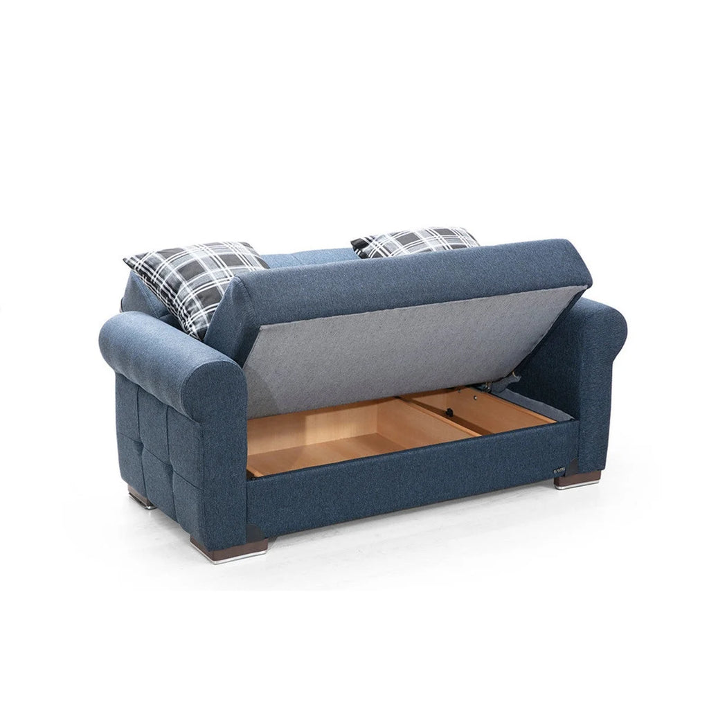 Navy Blue Fabric Loveseat V711941