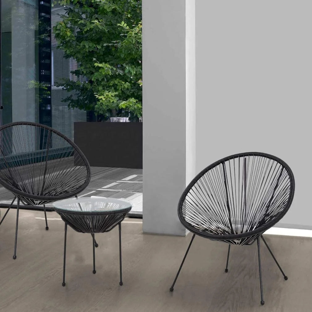 Bistro Table Set Outdoor Chairs Set of 2 Black K743989