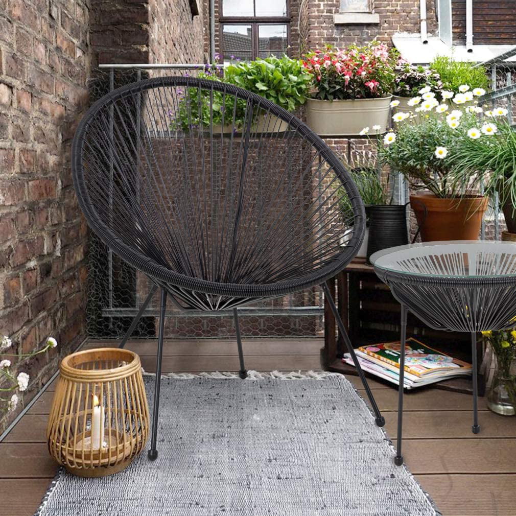Bistro Table Set Outdoor Chairs Set of 2 Black K743989
