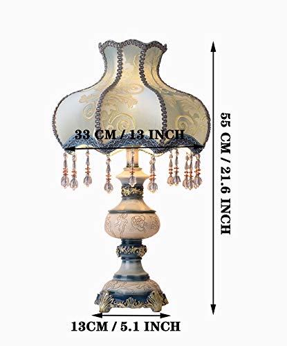 Blue Desk Lamp with Fabric Shade, 13 Inch Table Lamp Q587