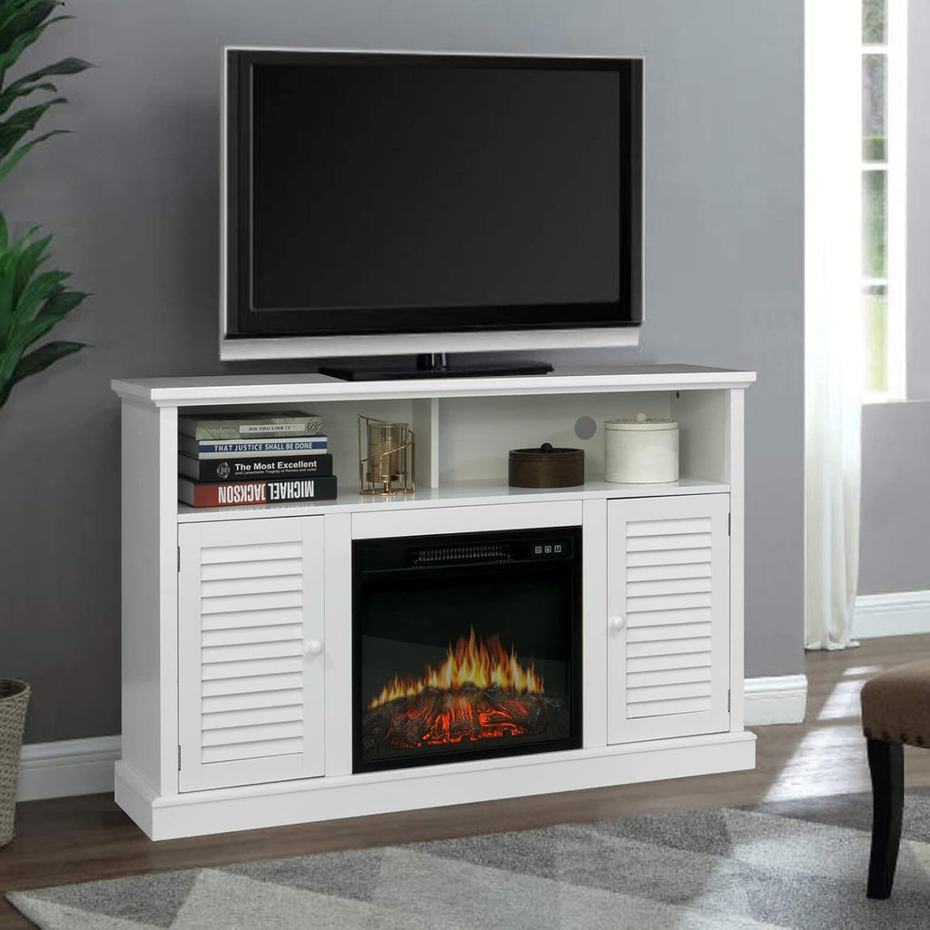Black Fireplace TV Stand with Insert Fireplace and Adjustable Shelves C77991
