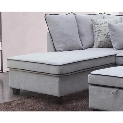 Light Gray Fabric Sectional Sofa with Storage Ottoman D264