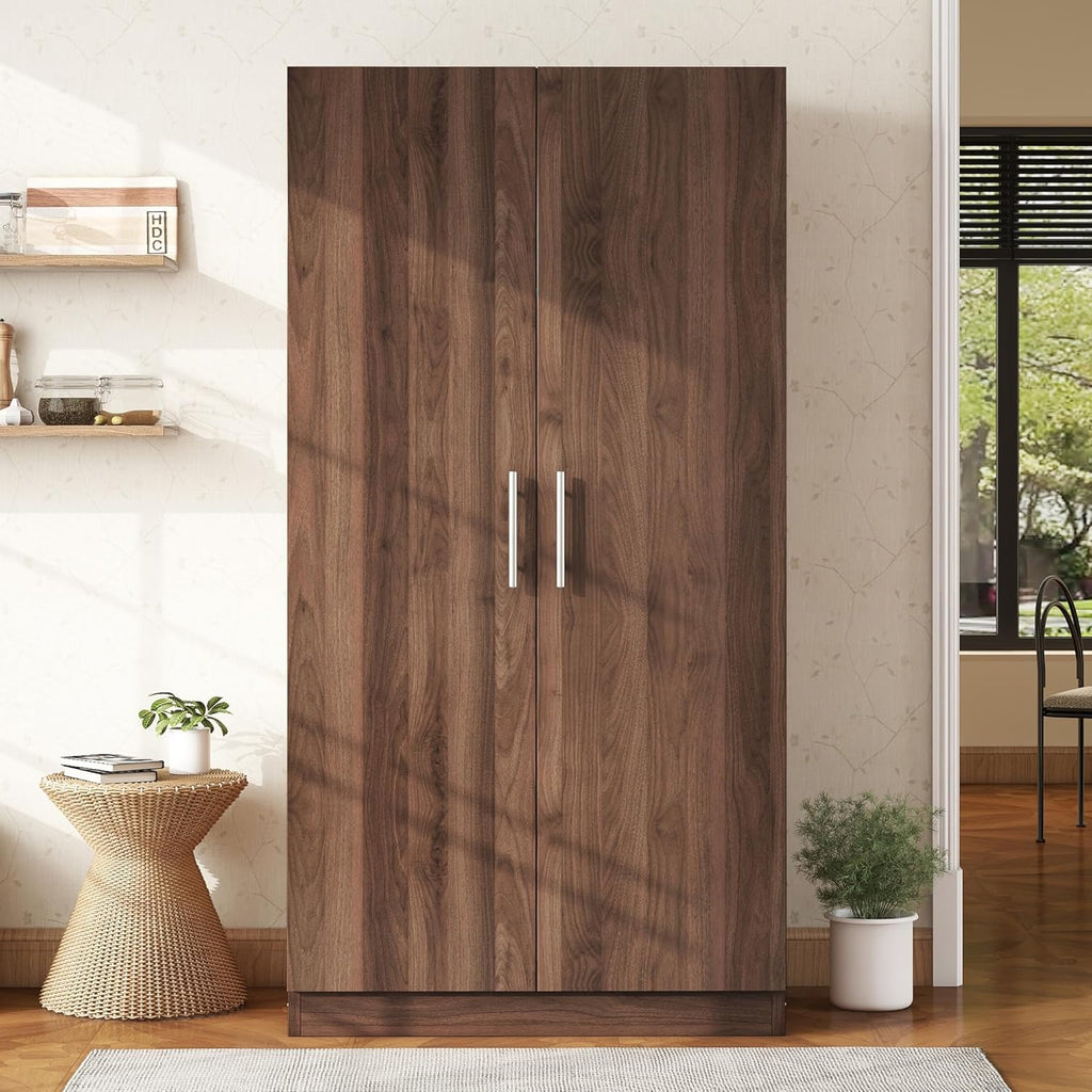 2-Door Wooden Wardrobe Armoire with 3 Storage Shelves B626980