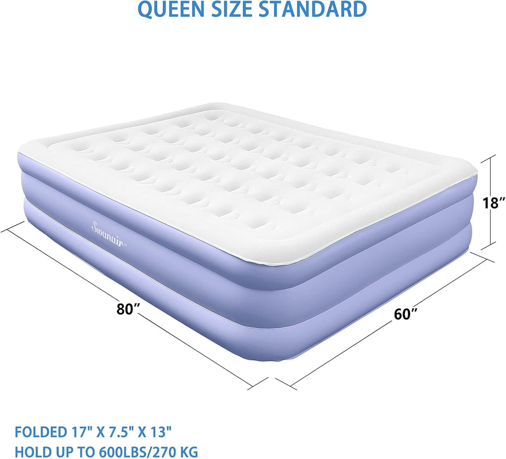 Queen 18 Raised Air Mattress with Built-in Pump H59178