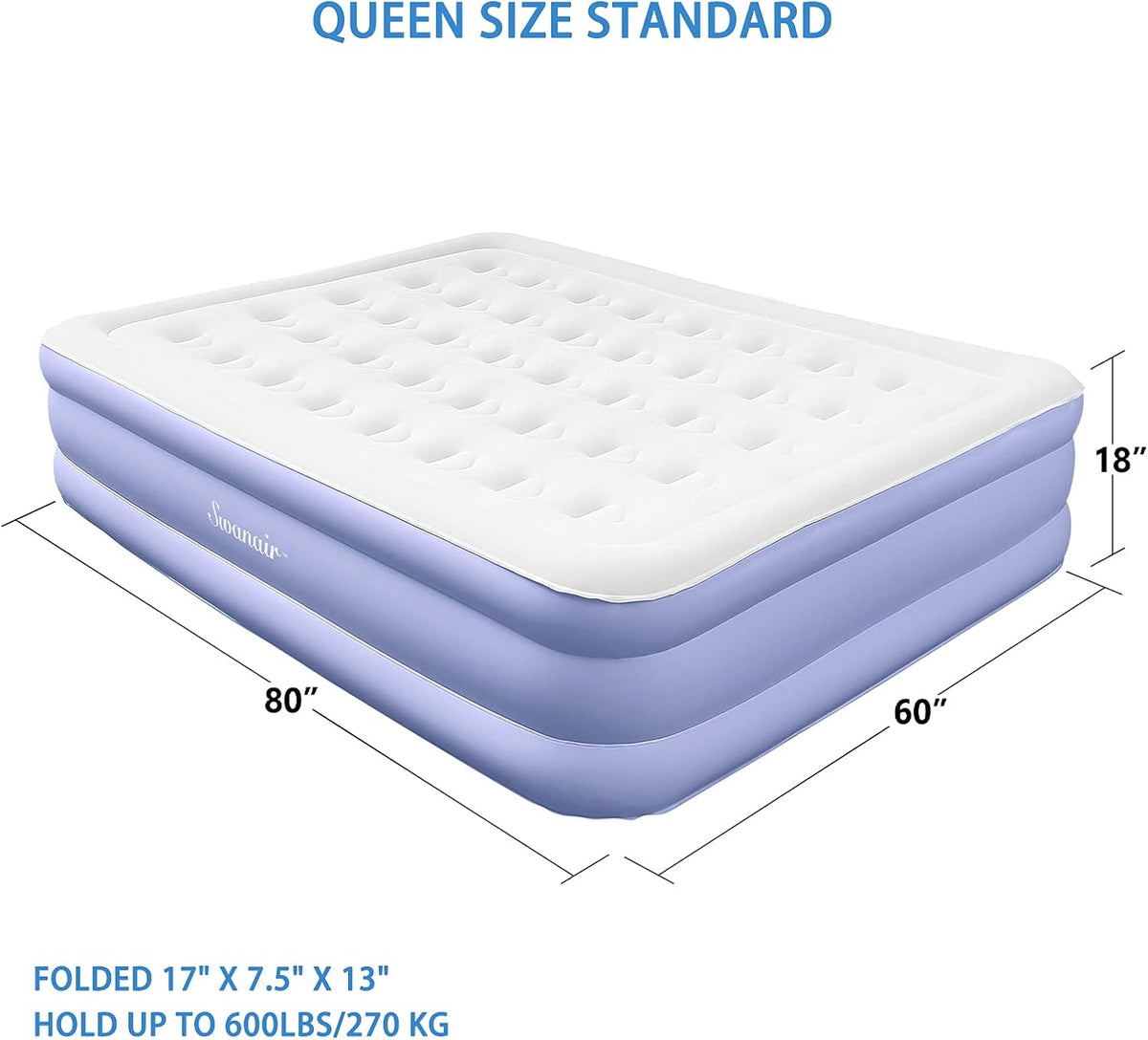 Queen 18 Raised Air Mattress with Built-in Pump H59178