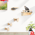 5PCS Cat Climbing Frame Wall Mounted Cat Scratching Post Wooded Jumping Platform I853209