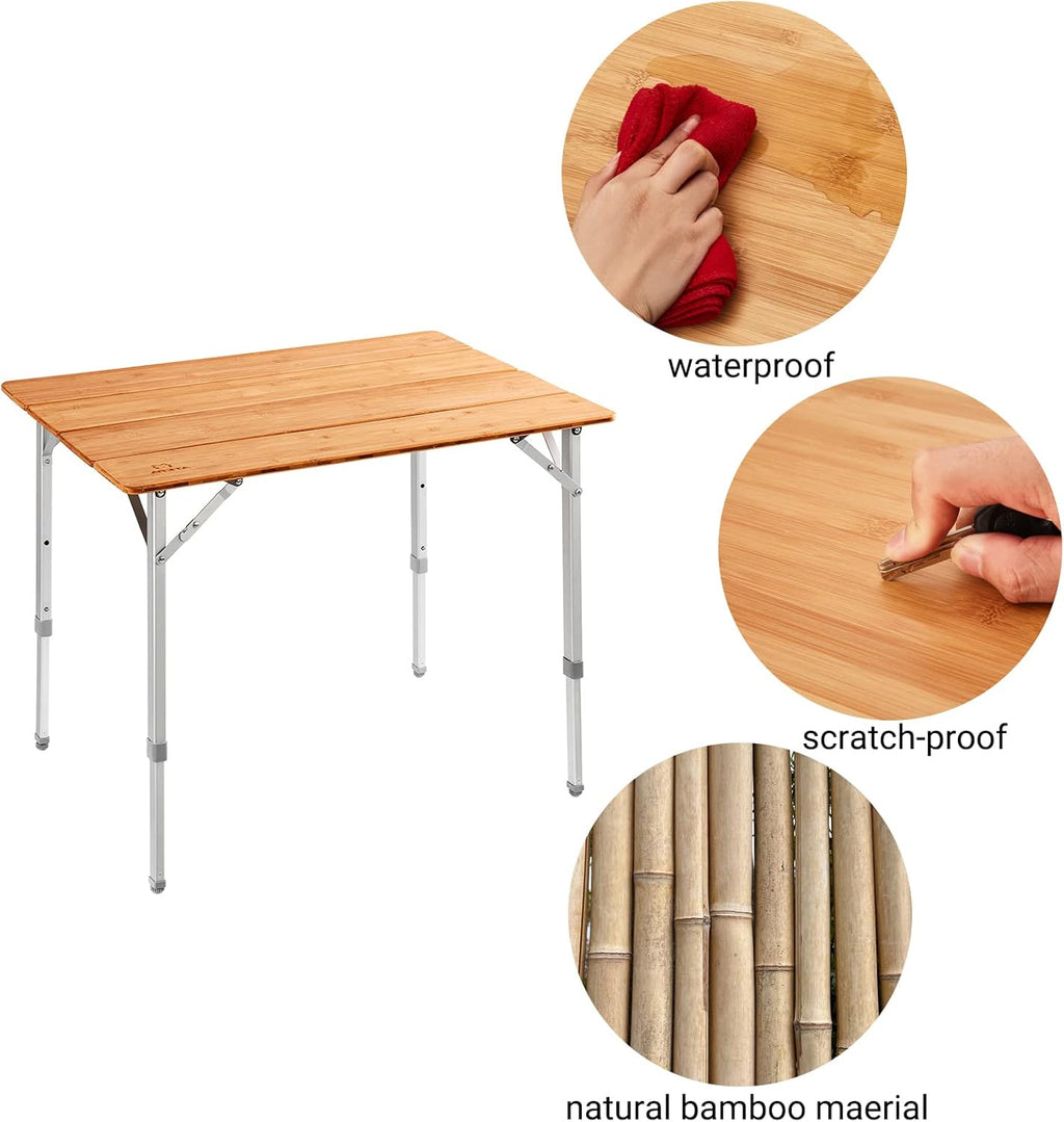 Bamboo Folding Camping Table with Carry Bag J51515