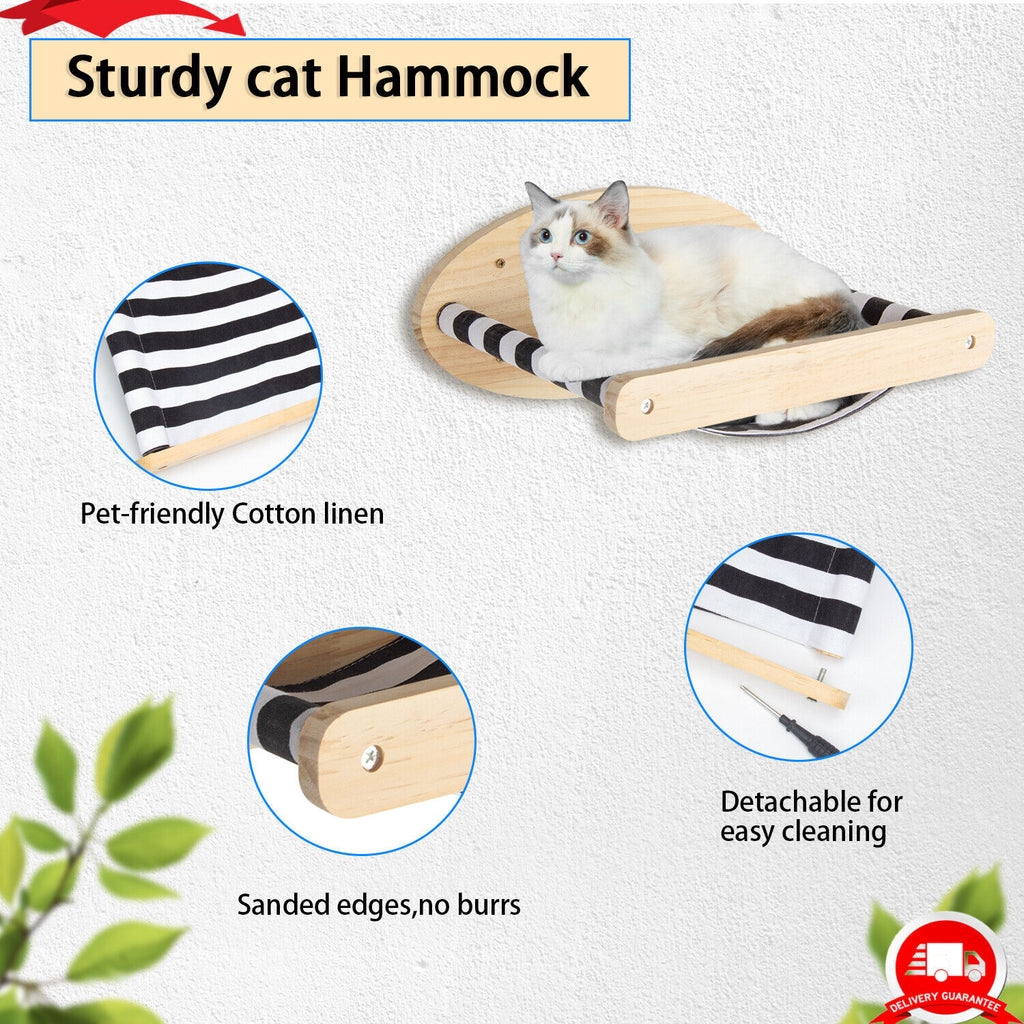5PCS Cat Climbing Frame Wall Mounted Cat Scratching Post Wooded Jumping Platform I853209