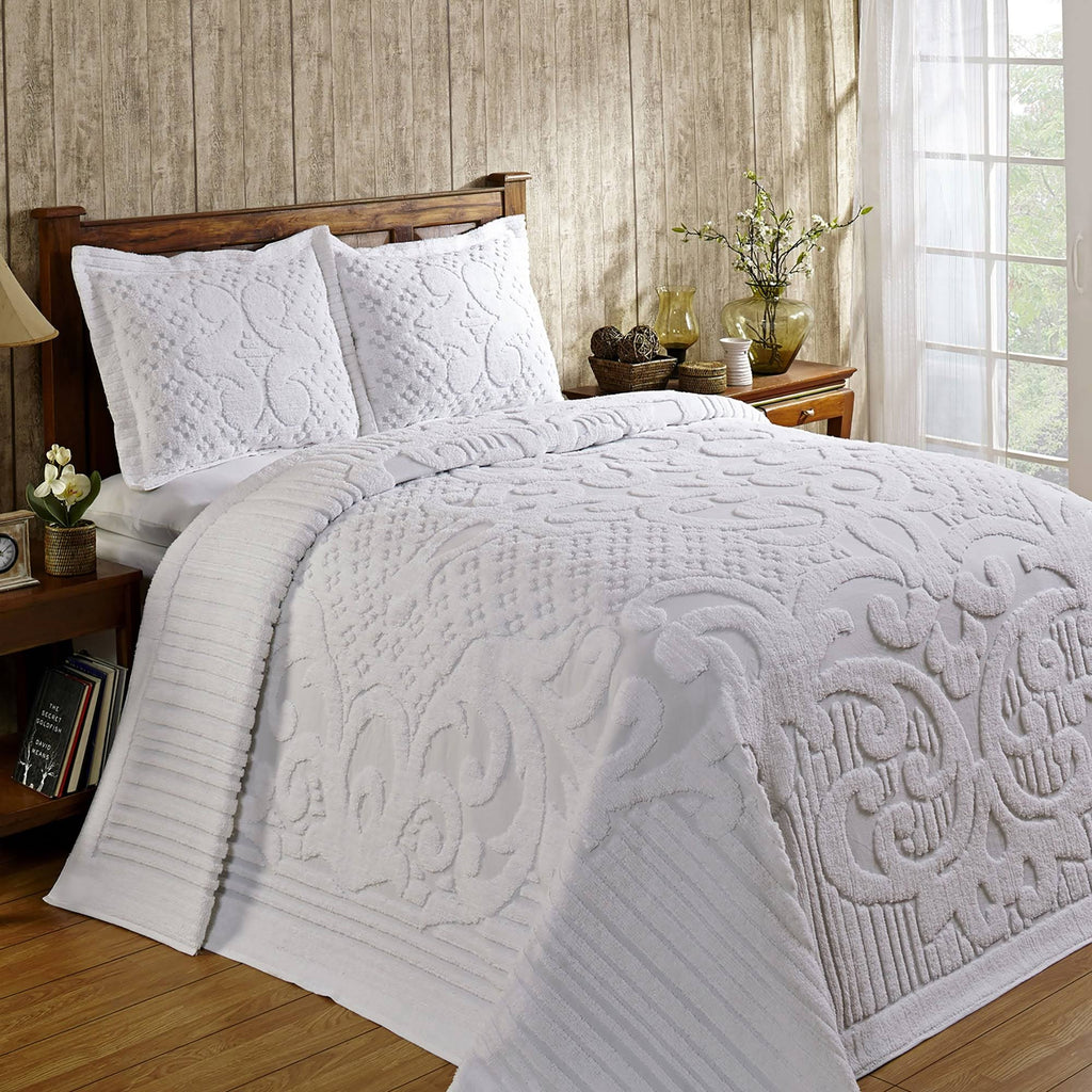 Chenille Bedspread Queen Burgundy H980