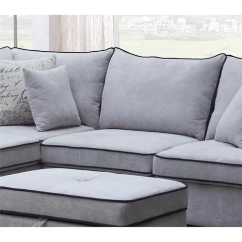 Light Gray Fabric Sectional Sofa with Storage Ottoman D264