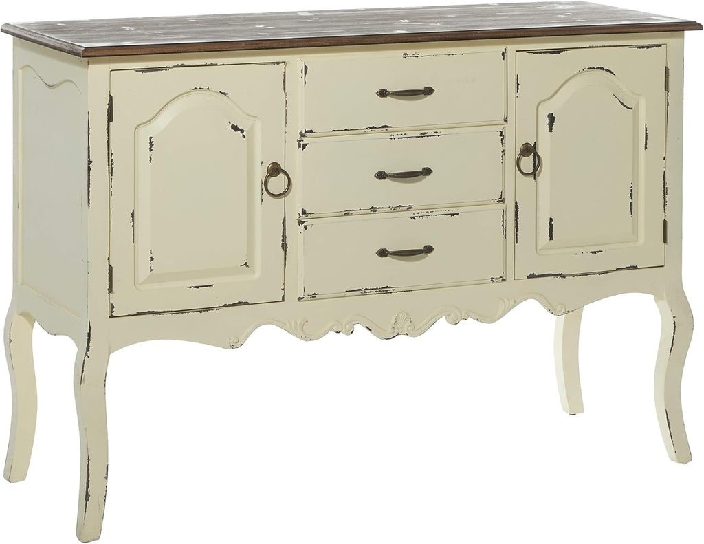 Beige & Brown Wood Cabinet with 3 Drawers & 2 Cabinets O63379