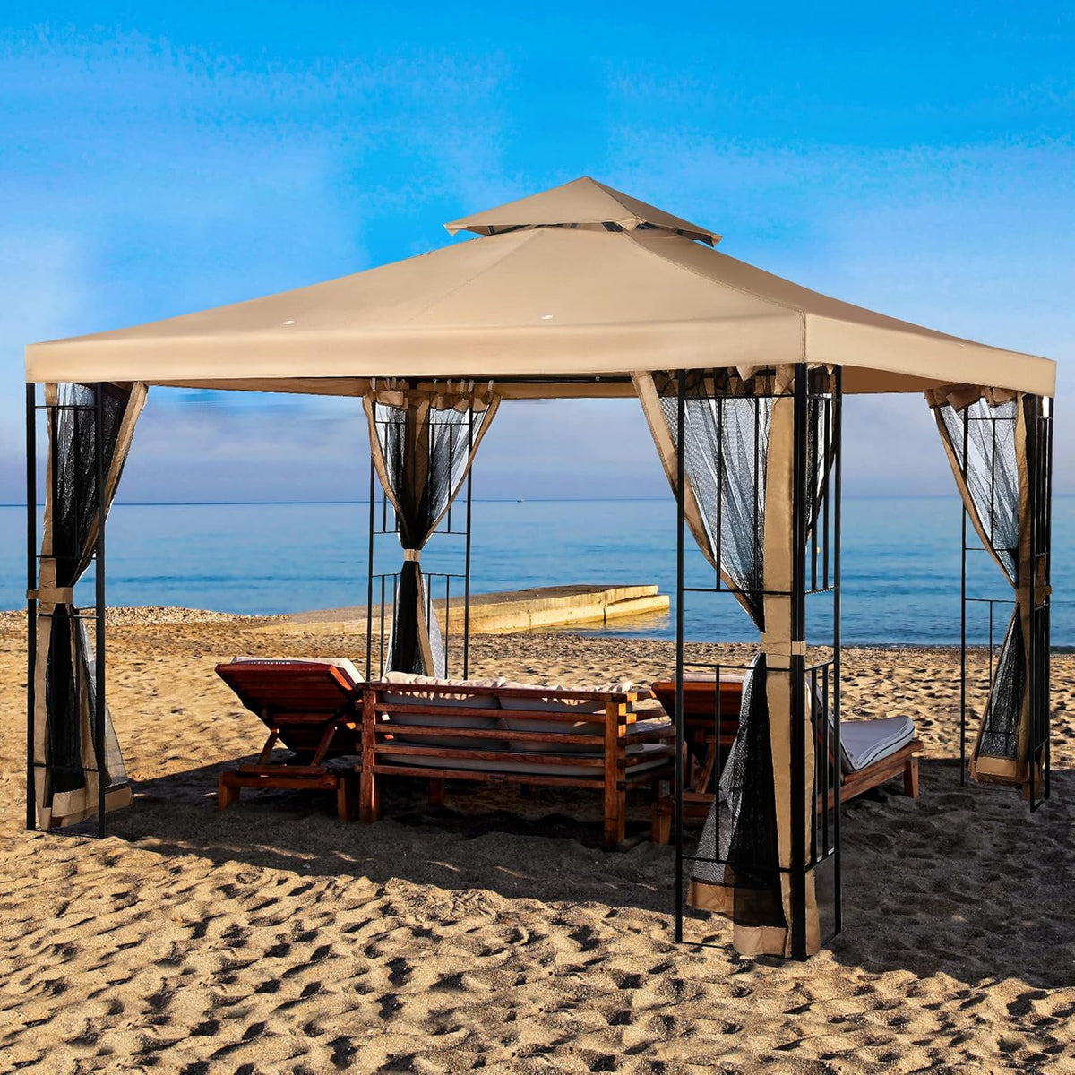 10x10 Steel Canopy with Mosquito Netting E65233