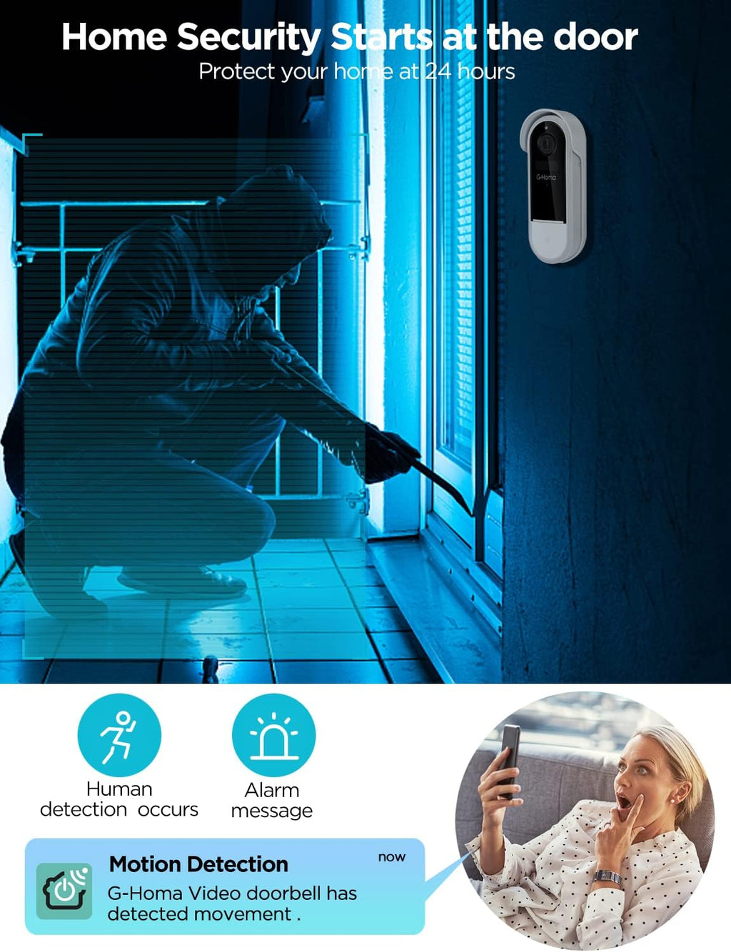 Wireless Wi-Fi Video Doorbell Camera with Motion Detector L83525