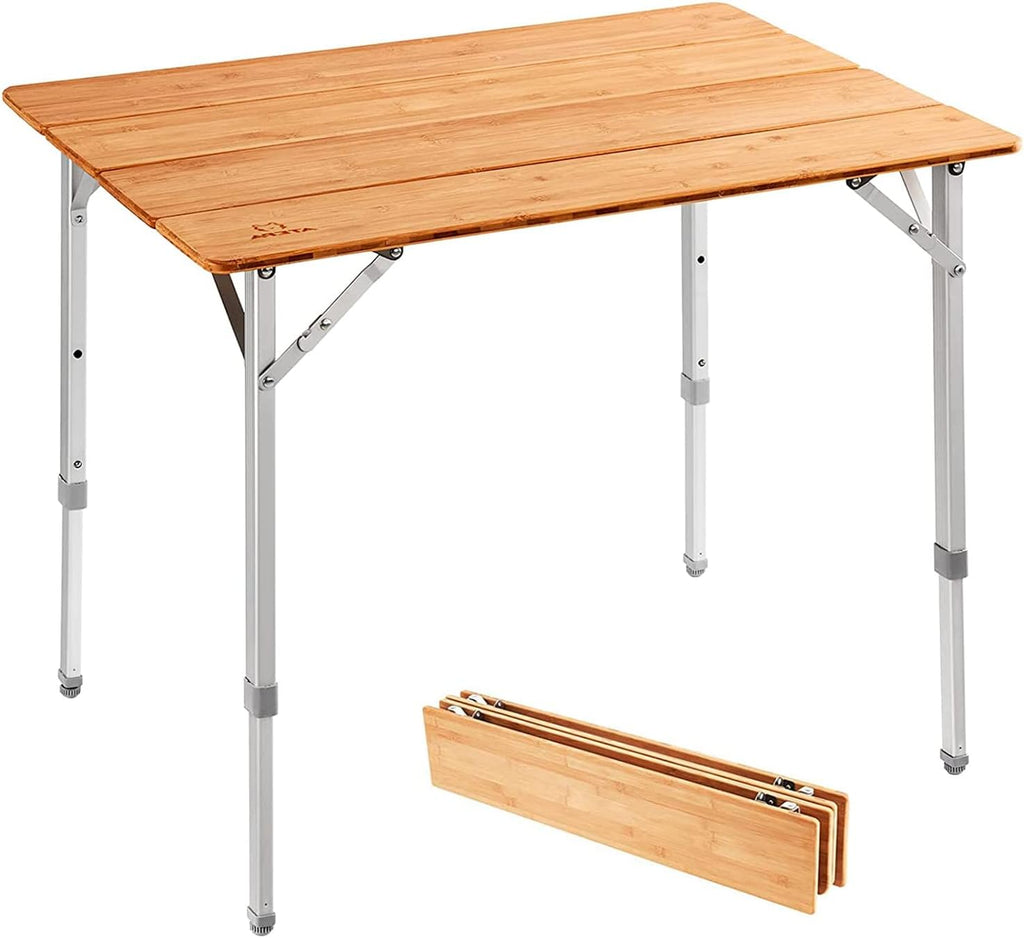 Bamboo Folding Camping Table with Carry Bag J51515