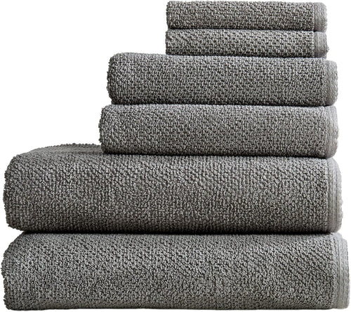 100% Cotton 6 Piece Light Grey Bath Towels L34355