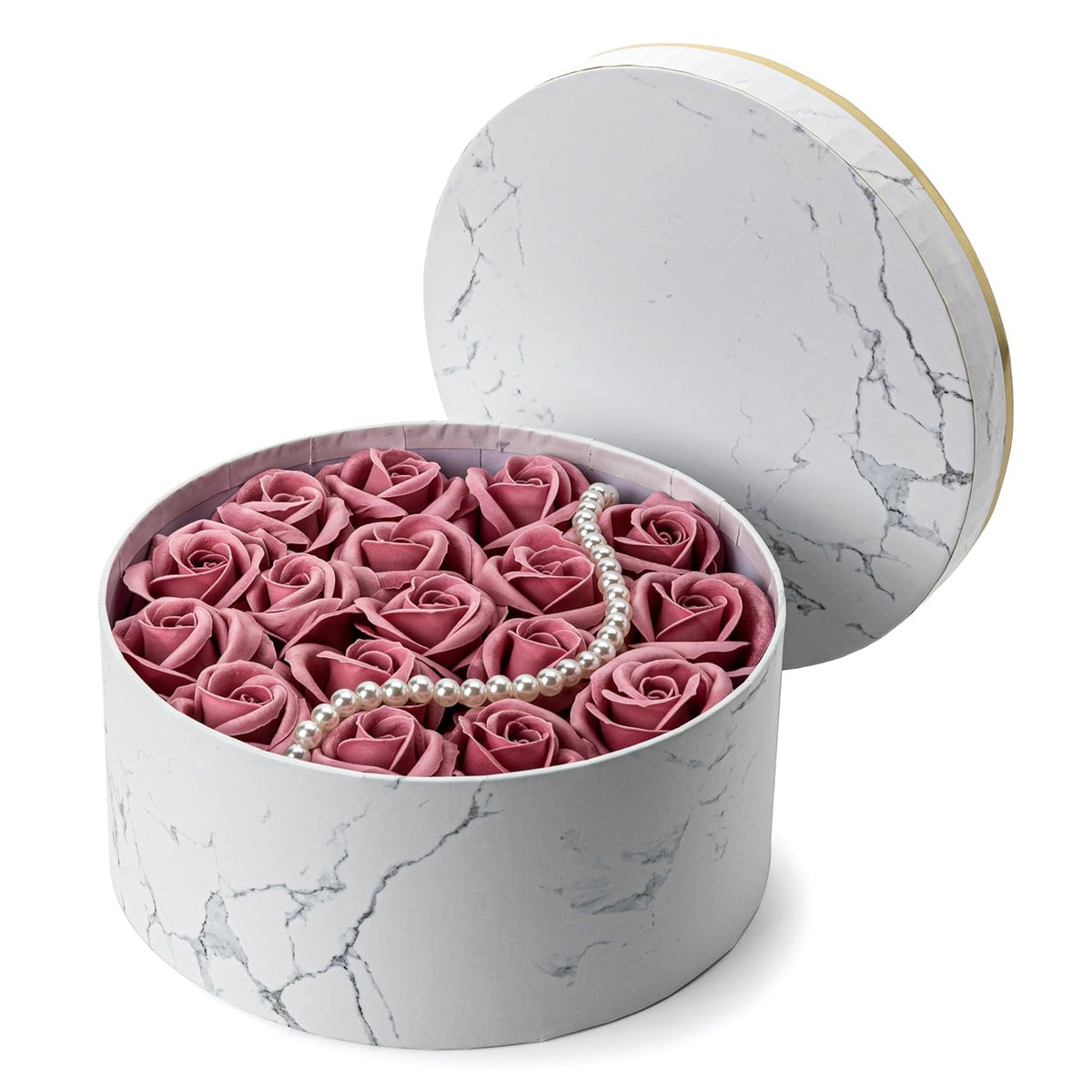 Flower Bath Soap in Round Gift Box (White Pink) P9003