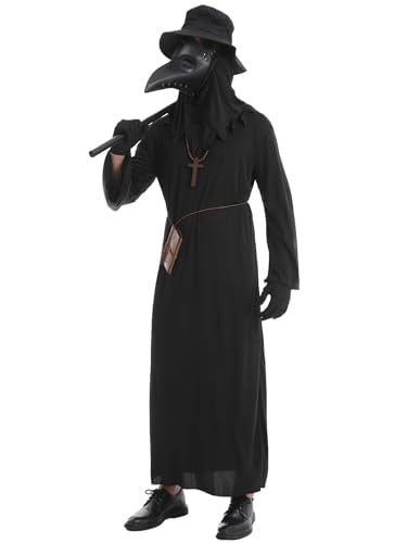 Plague Doctor Costume Set 8 in 1 Halloween Costumes Plague Doctor Mask Outfit C451