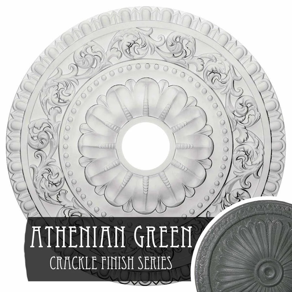 23 1/2 inch x 3 1/2 inch x 2 1/8 inch Hand-Painted Green Ceiling Medallion D7843