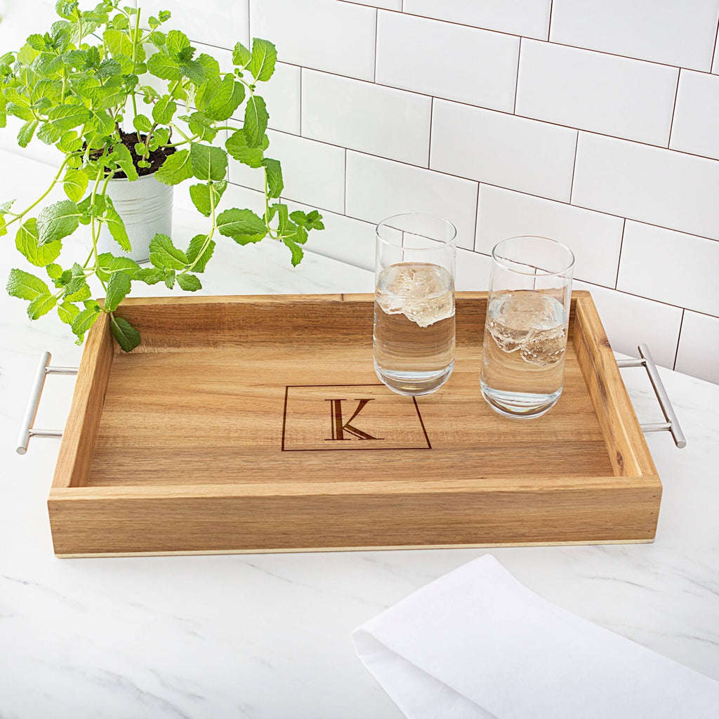 Acacia Tray with Metal Handles O533546