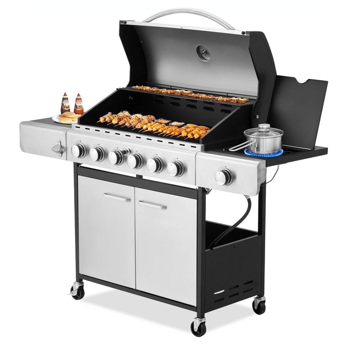 6-Burner Propane Gas Grill Stainless Steel with Side Burner L659620
