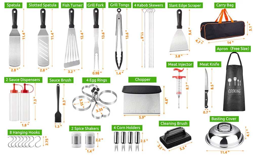 38-Pieces Stainless Steel BBQ Grilling Tool Set D797