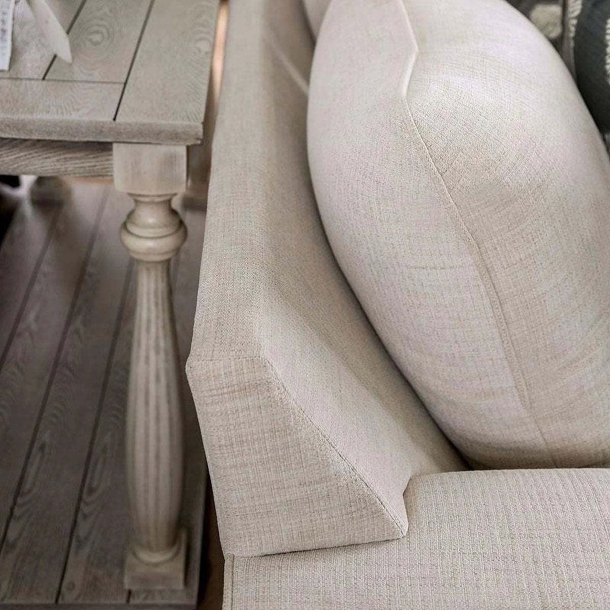 Ivory Fabric Sofa and Loveseat A37643