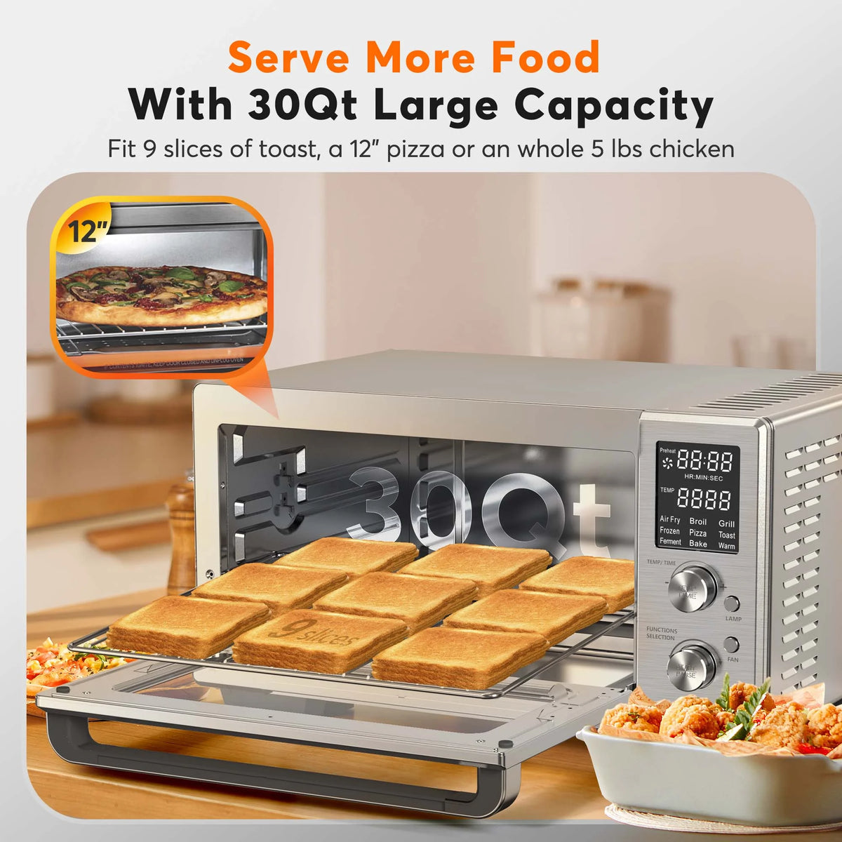 30 Quart Air Fryer Oven with LED Digital Screen B1142