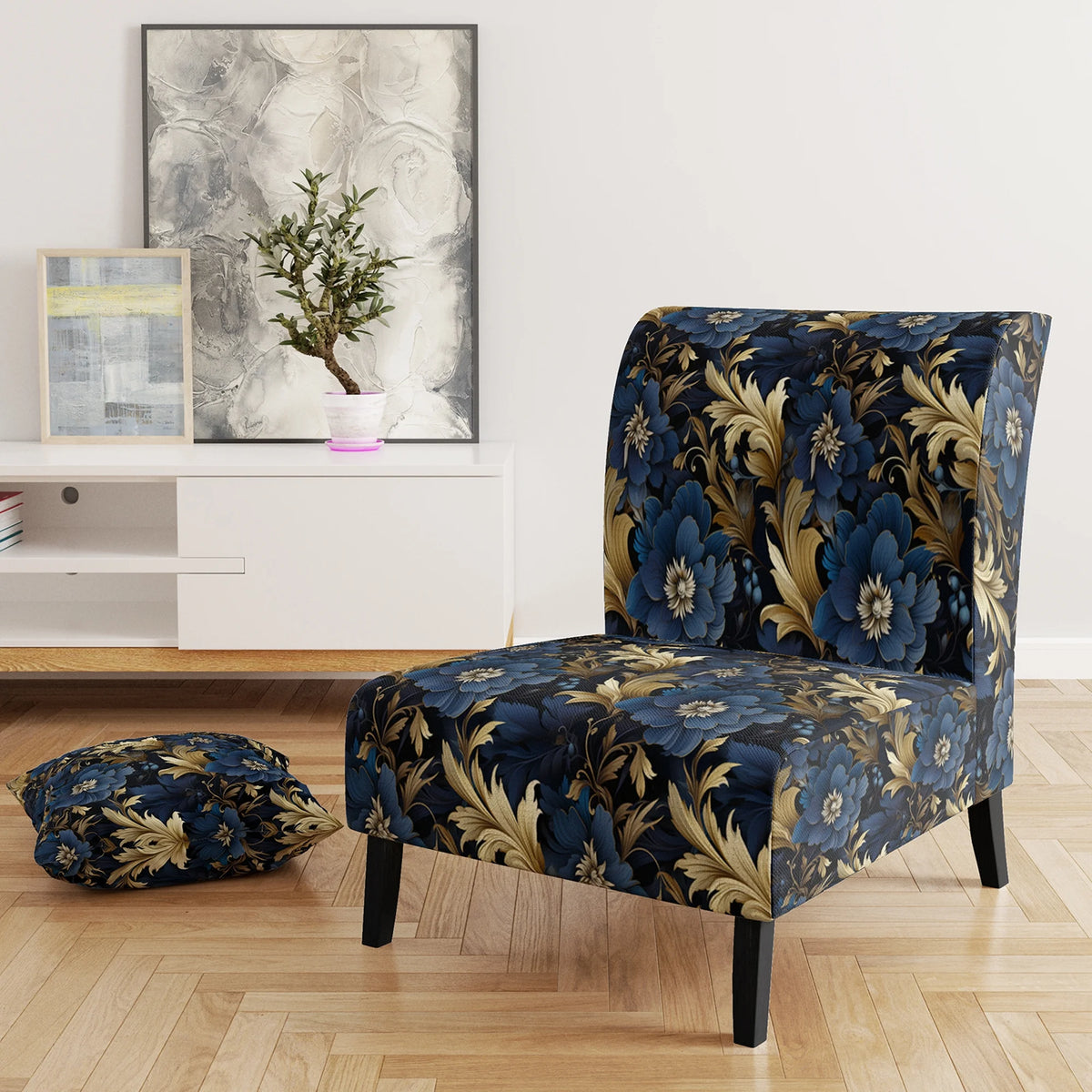 Upholstered Damask Accent Chair T988