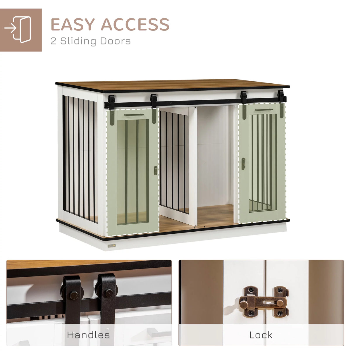 White Dog Crate End Table with Divider Panel I43553