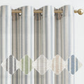 Blue Striped Linen Curtains 2 Panels 50" x 84" K27066