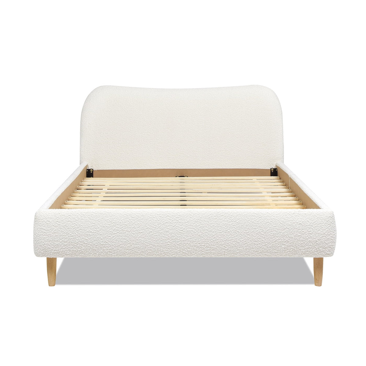 Queen Ivory White Boucle Upholstered Platform Bed U43797