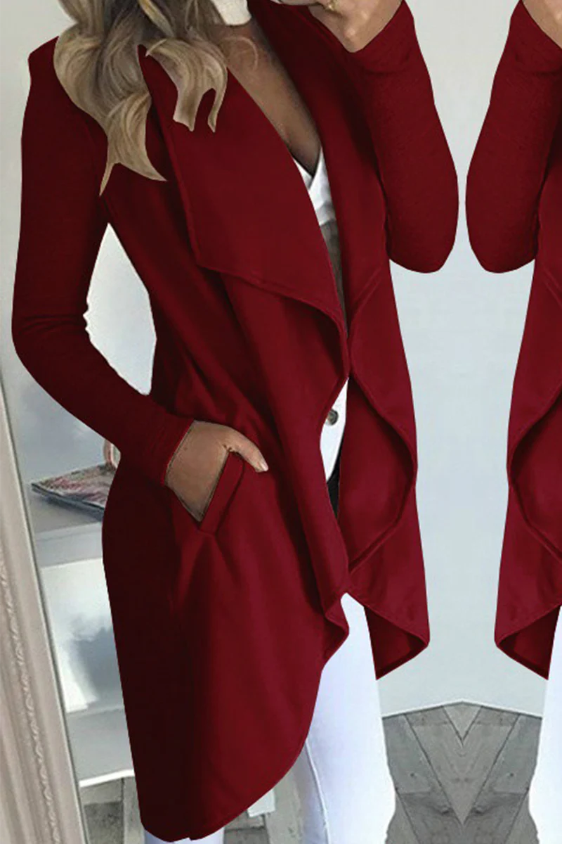 Casual Solid Patchwork Turndown Collar Outerwear B1013