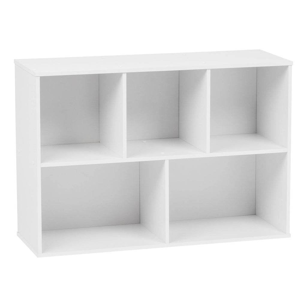 White 5-Compartment Wood Bookcase Storage Shelf Y431446
