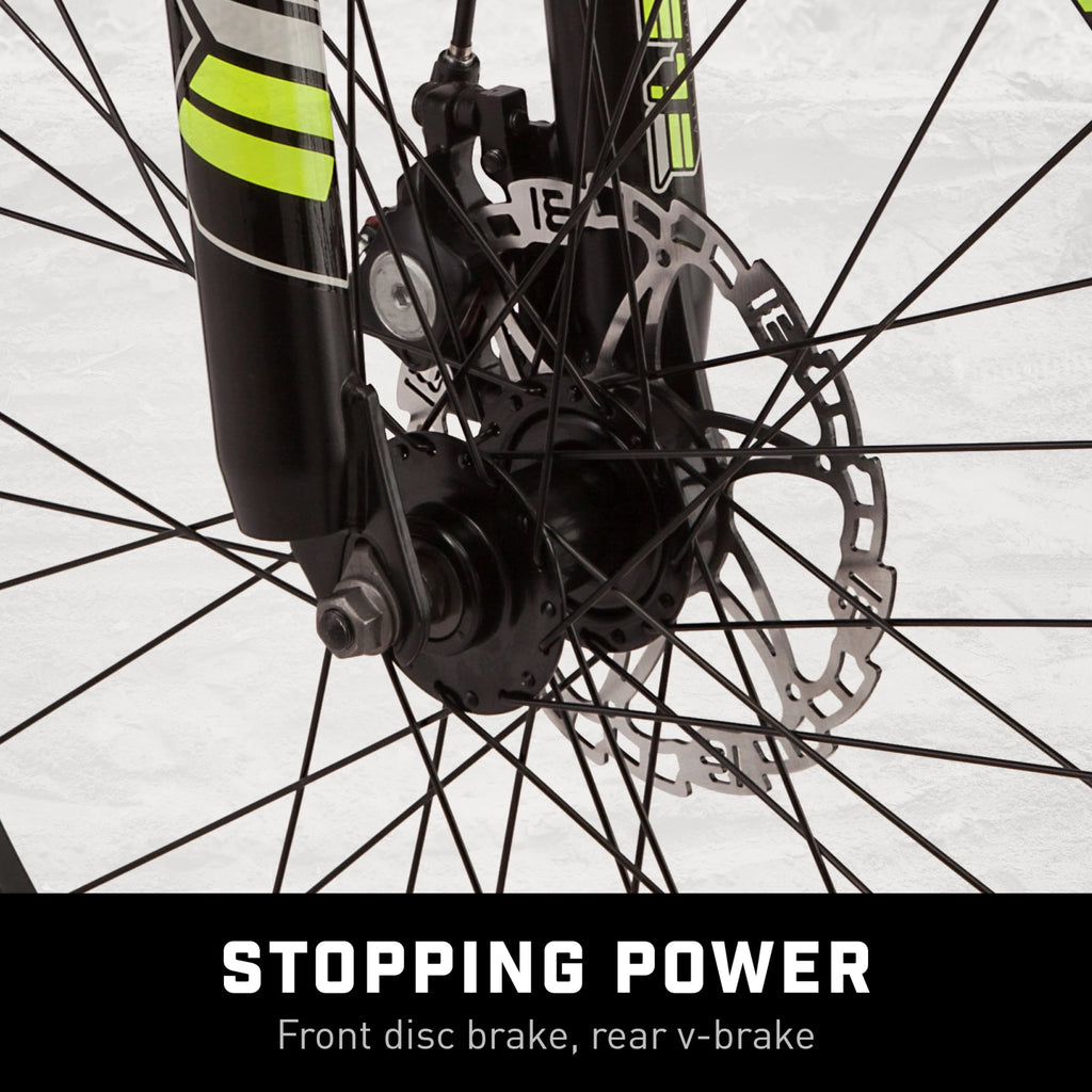 24-in. Unisex Mountain Bike, Black and Yellow, 21 Speeds F729