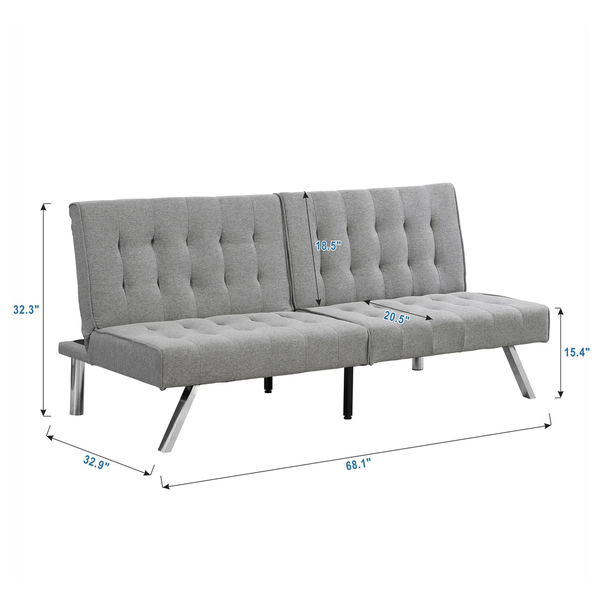 Black Wood Frame Futon Sofa Bed M466004