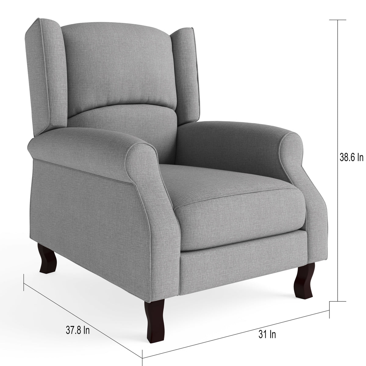 Modern Wingback Linen Fabric Accent Recliner Chair Dark Grey B40747
