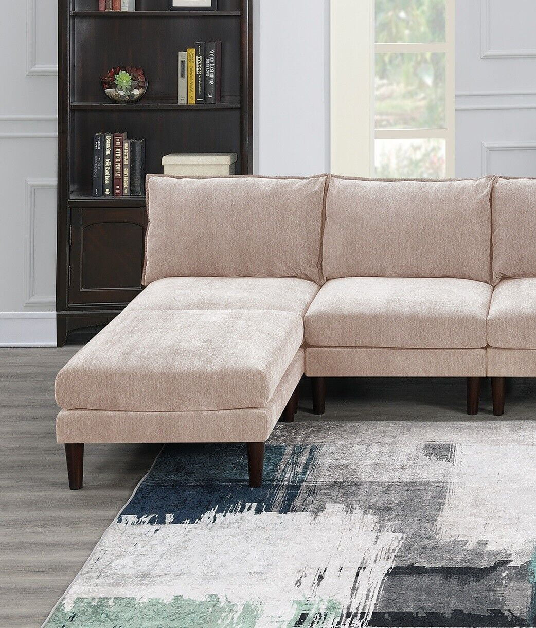 6pc Modular Sectional Sofa Set Armless Chair Ottoman T8369
