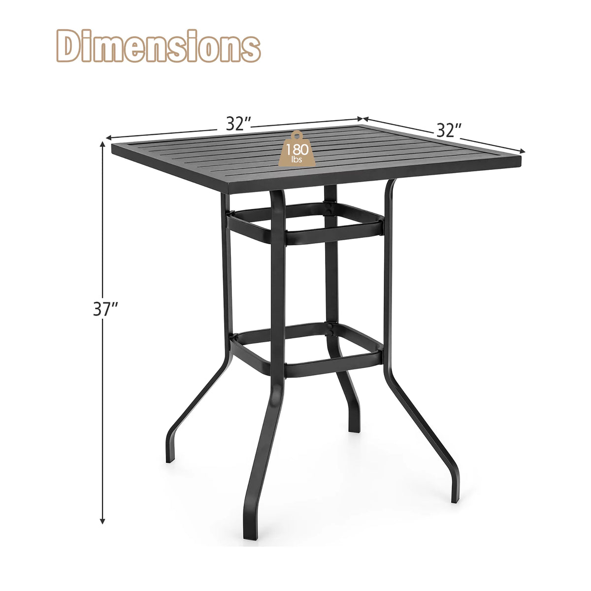 32'' Black Metal Patio Bar Table O471039