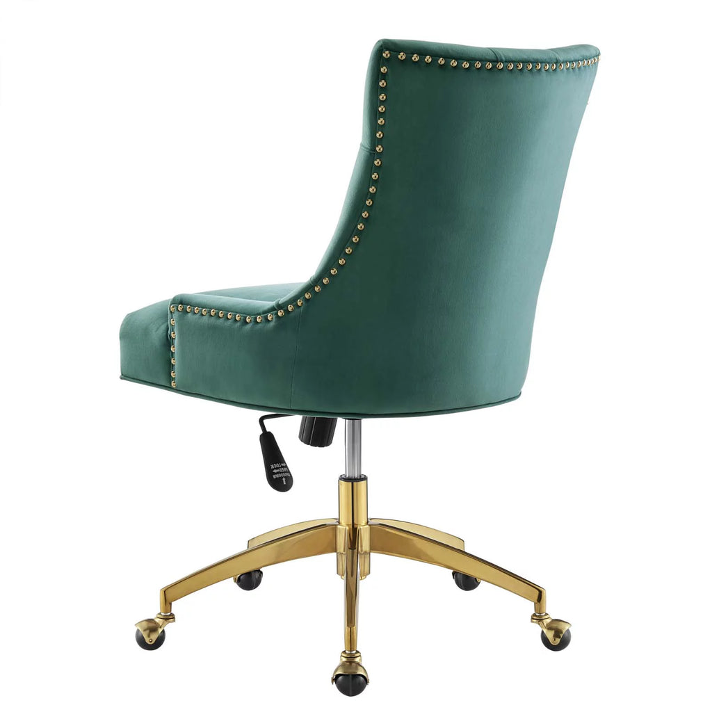 Velvet Gold Teal Blue Tufted Chair K384