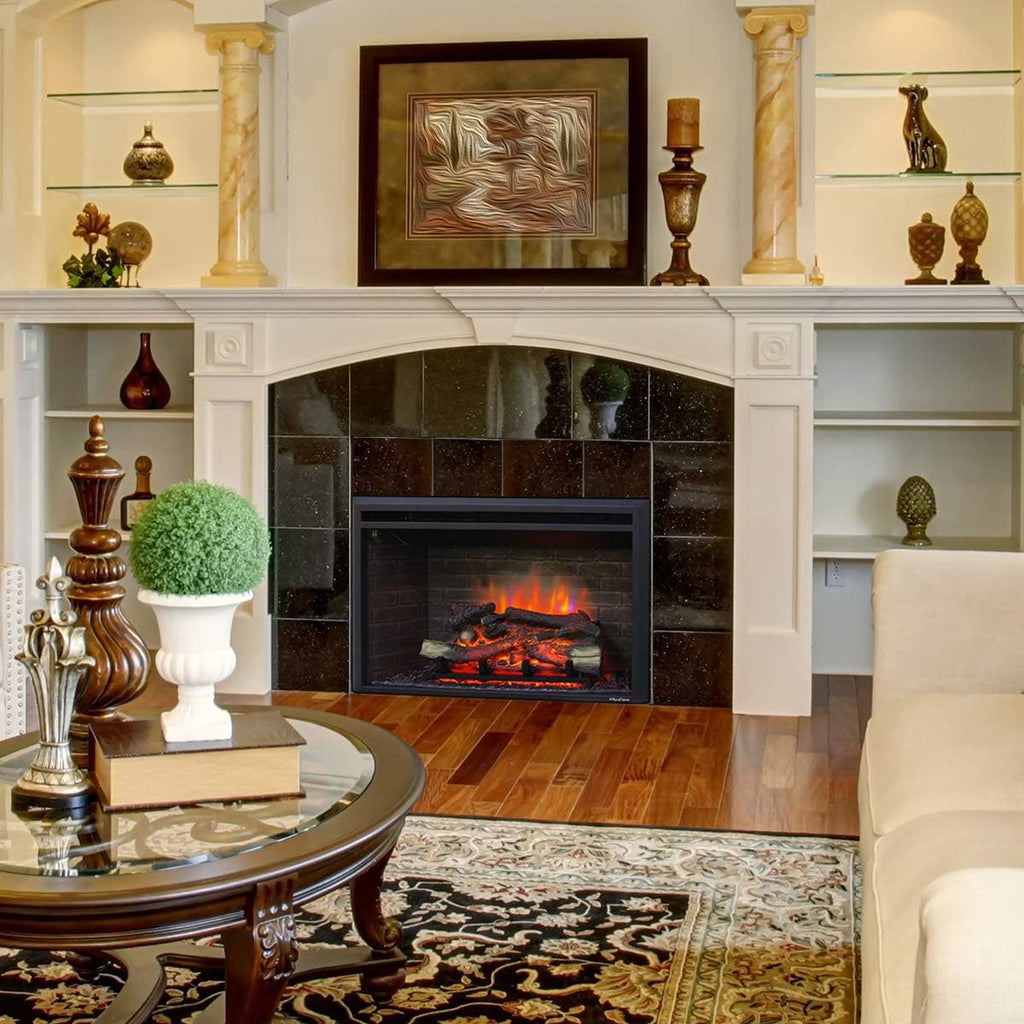 Black Electric Fireplace Insert with Remote Control, 750/1500W I99319
