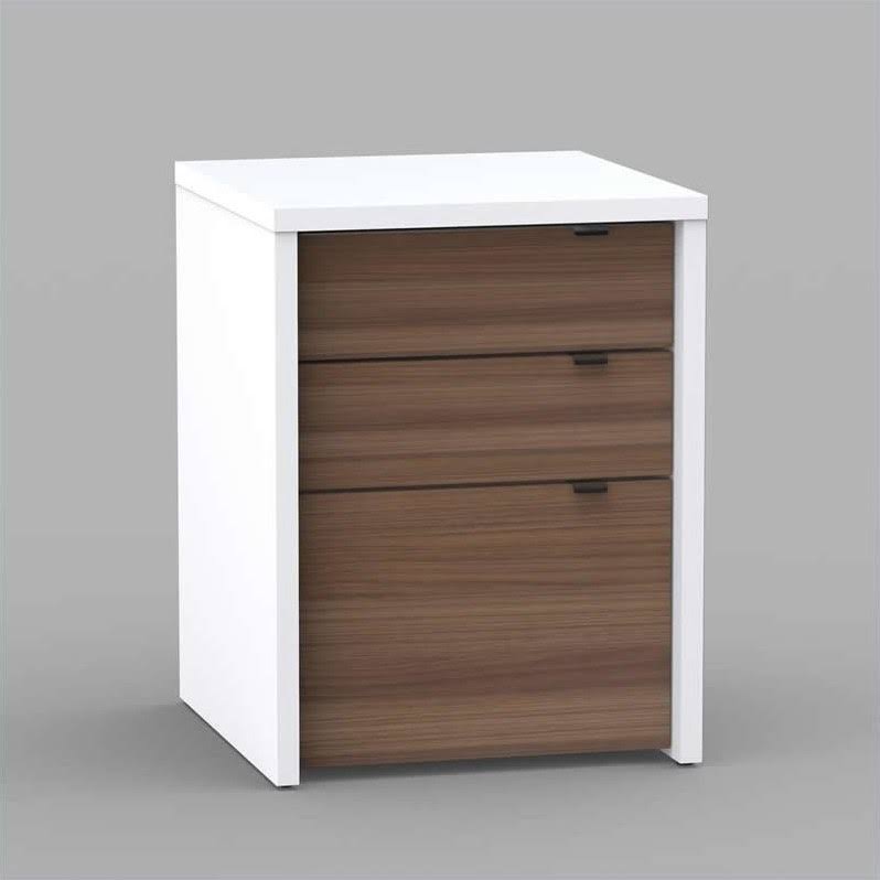White and Walnut 3 Drawer Computer Desk T38094